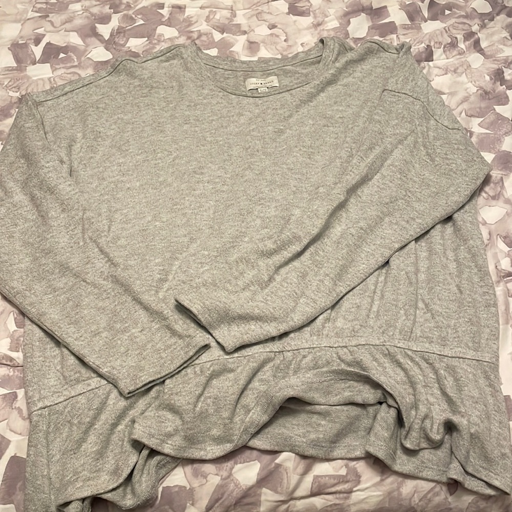 Grey sweater- ‘cloud soft’ material. Peplum detail on the waist - lovely & cosy!
